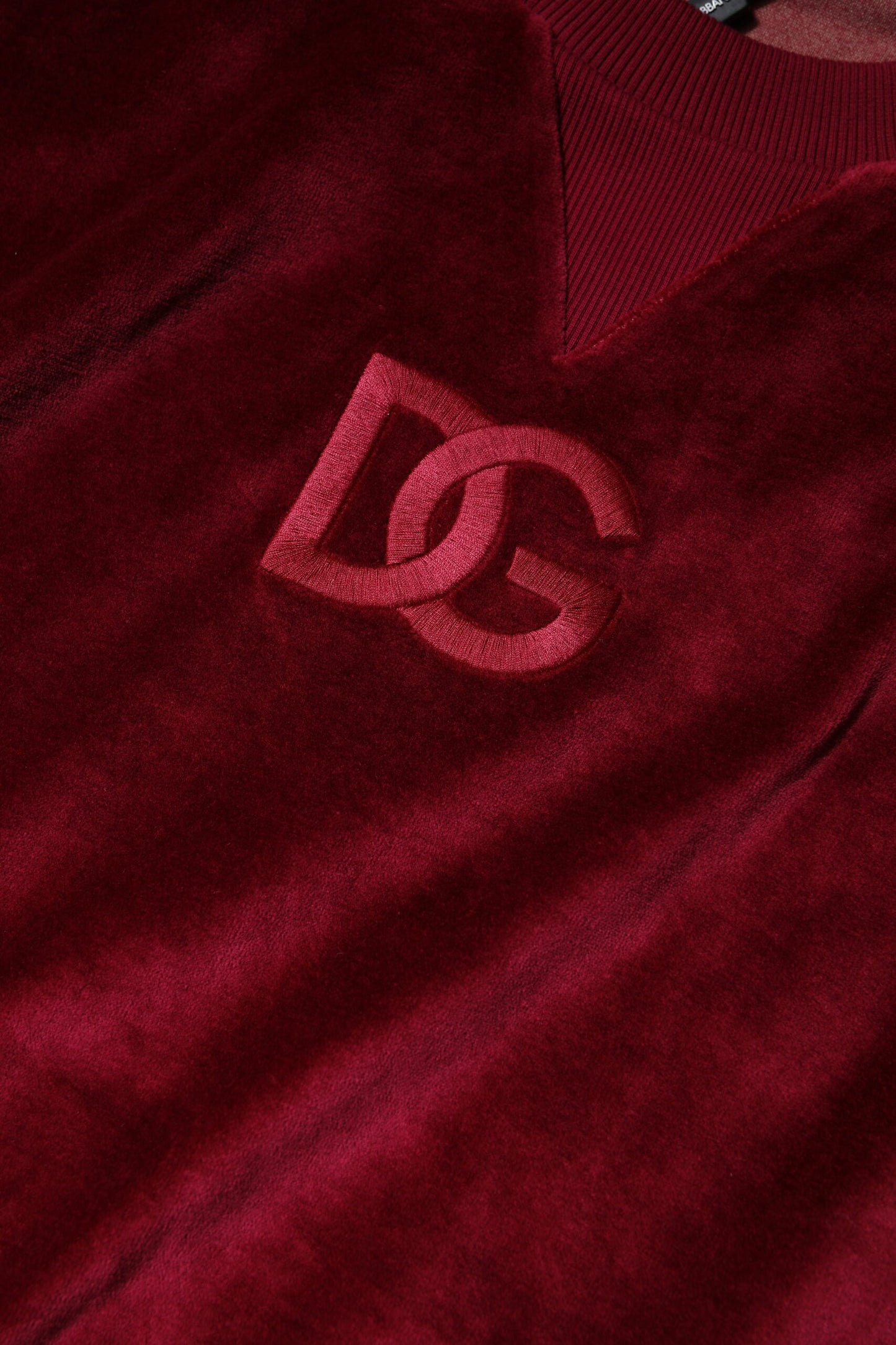Dolce &amp; Gabbana Maglione girocollo in velluto di cotone rosso