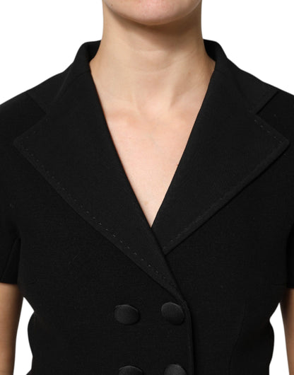 Giacca doppiopetto in lana nera Dolce &amp; Gabbana