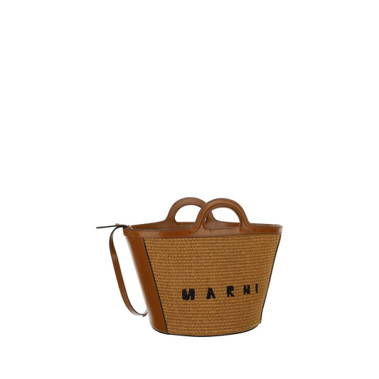 Borsa a tracolla in cotone marrone Marni