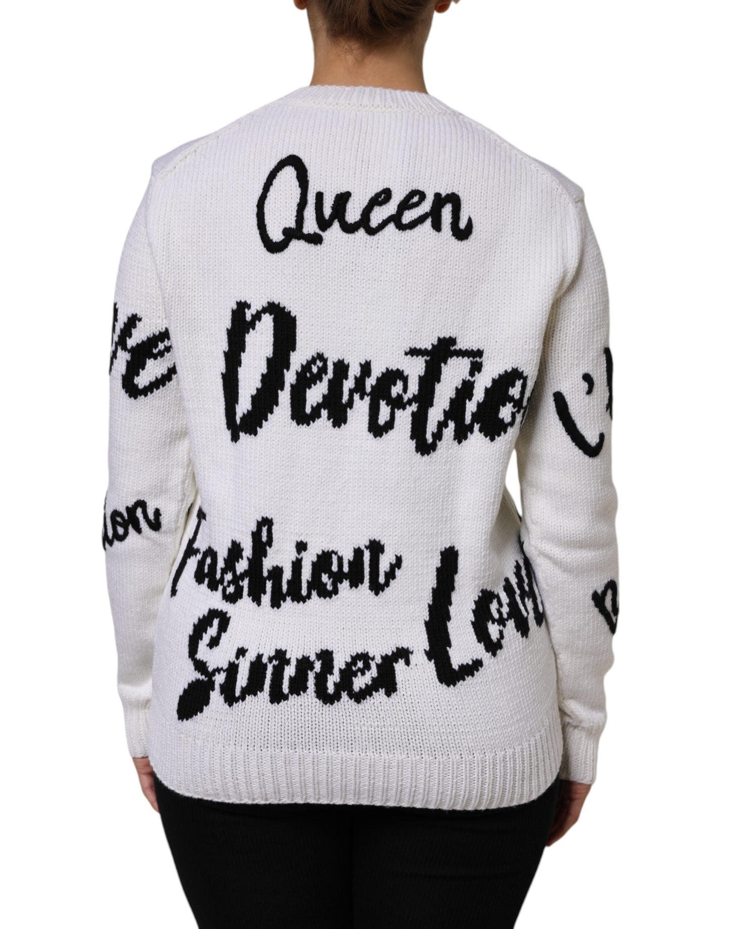 Dolce &amp; Gabbana Maglione girocollo in maglia di lana bianca