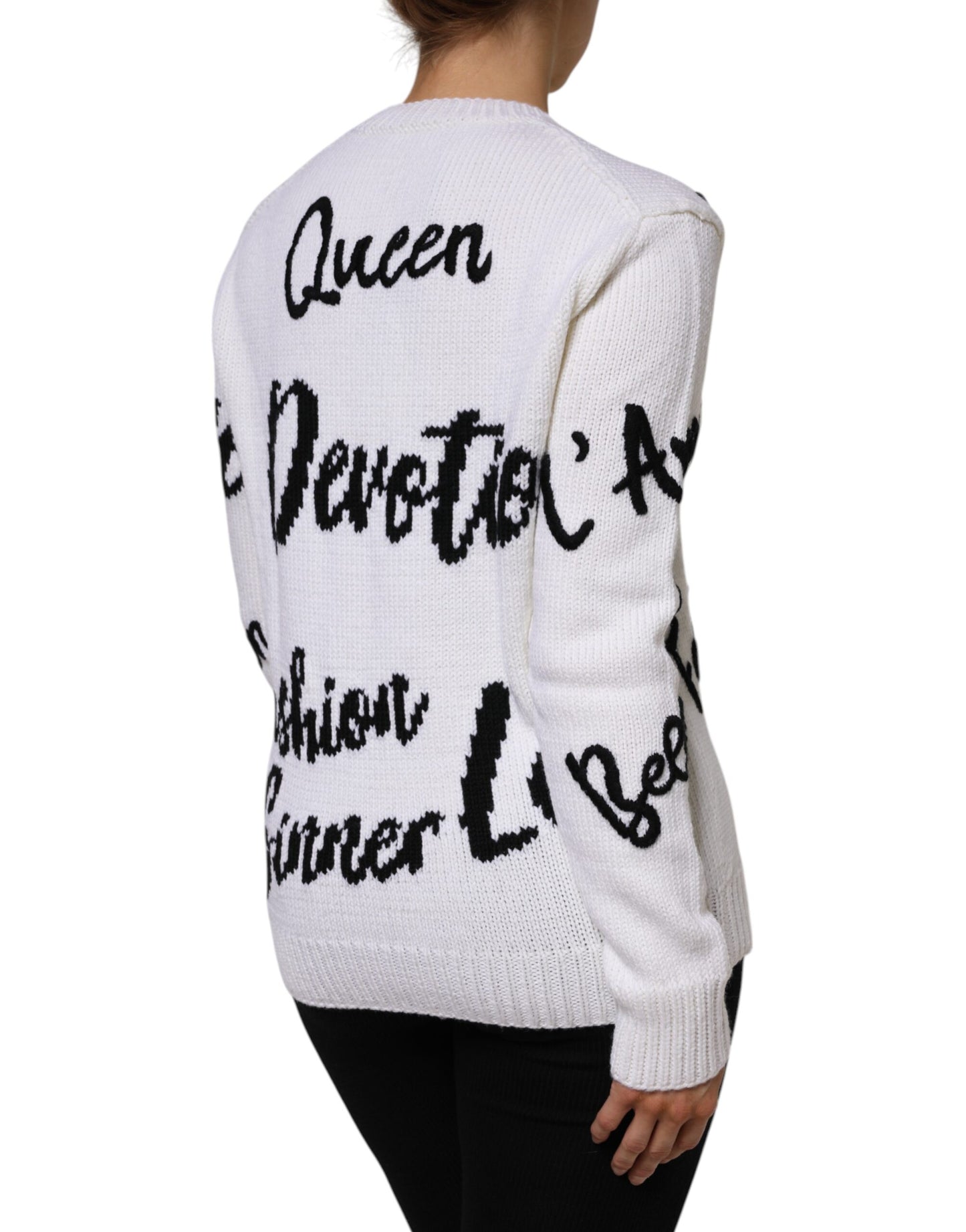 Dolce &amp; Gabbana Maglione girocollo in maglia di lana bianca
