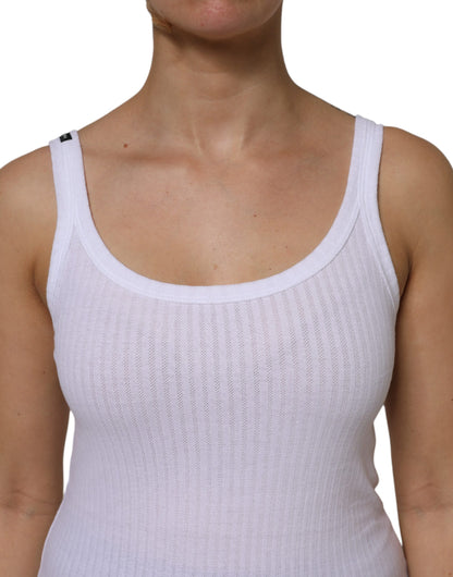 Canotta senza maniche con scollo rotondo in cotone bianco Dolce &amp; Gabbana
