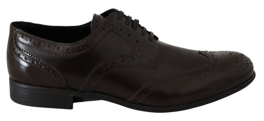 Scarpe Oxford con punta a coda di rondine Dolce &amp; Gabbana in pelle marrone Broques