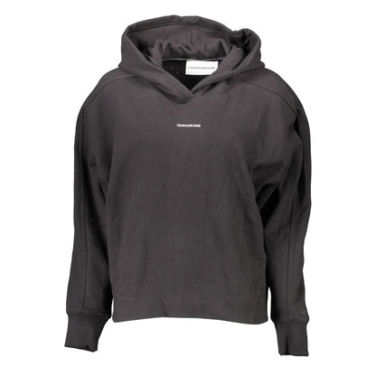 Felpa con cappuccio da donna in cotone nero Calvin Klein