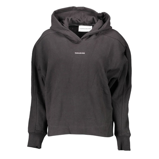 Felpa con cappuccio da donna in cotone nero Calvin Klein