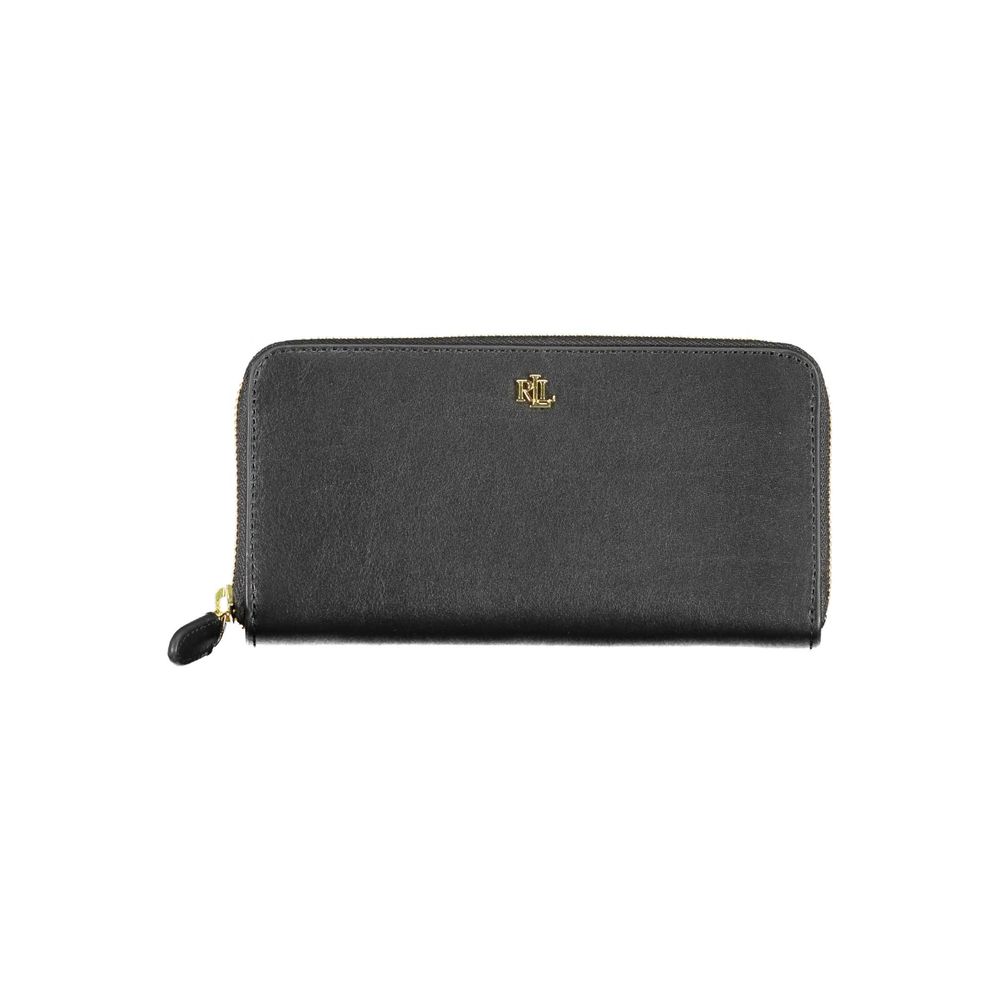 Portafoglio da donna in pelle nera Ralph Lauren