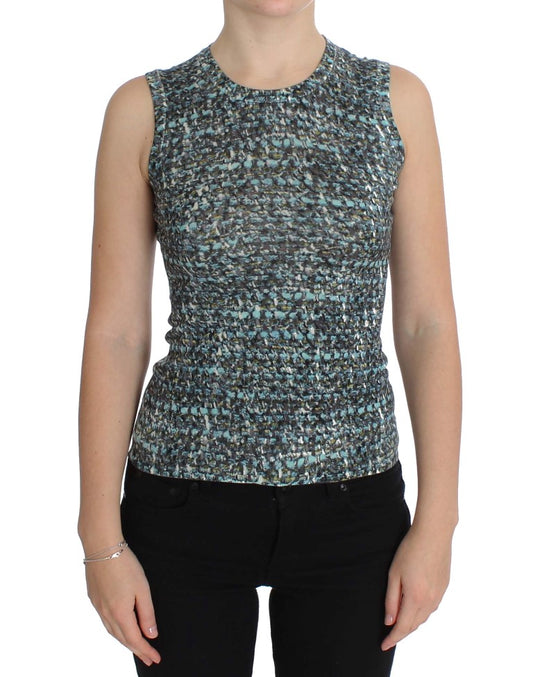 Dolce & Gabbana Maglione in lana blu senza maniche
