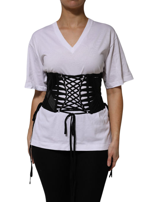 Cintura corsetto Dolce &amp; Gabbana in cotone nero con lacci