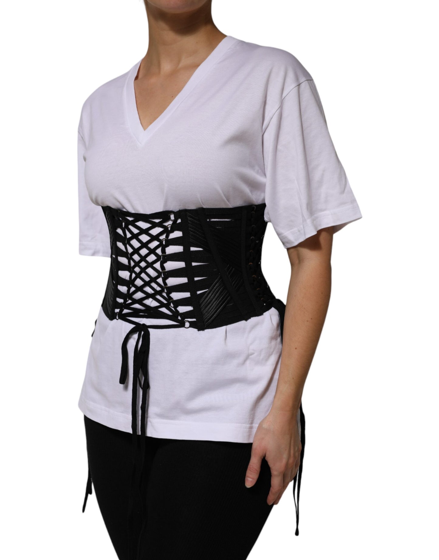 Cintura corsetto Dolce &amp; Gabbana in cotone nero con lacci
