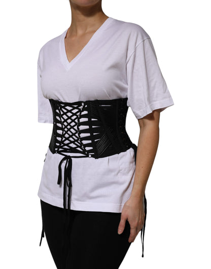 Cintura corsetto Dolce &amp; Gabbana in cotone nero con lacci