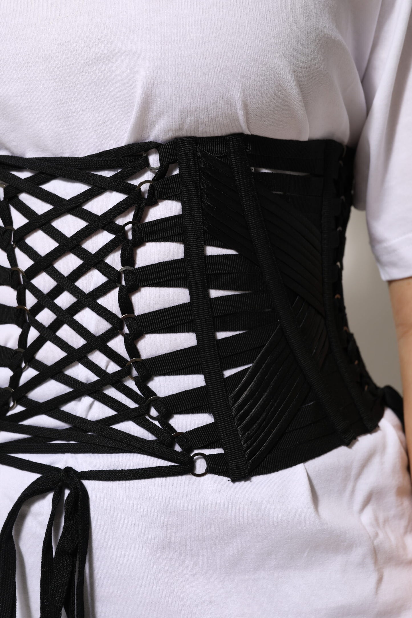 Cintura corsetto Dolce &amp; Gabbana in cotone nero con lacci