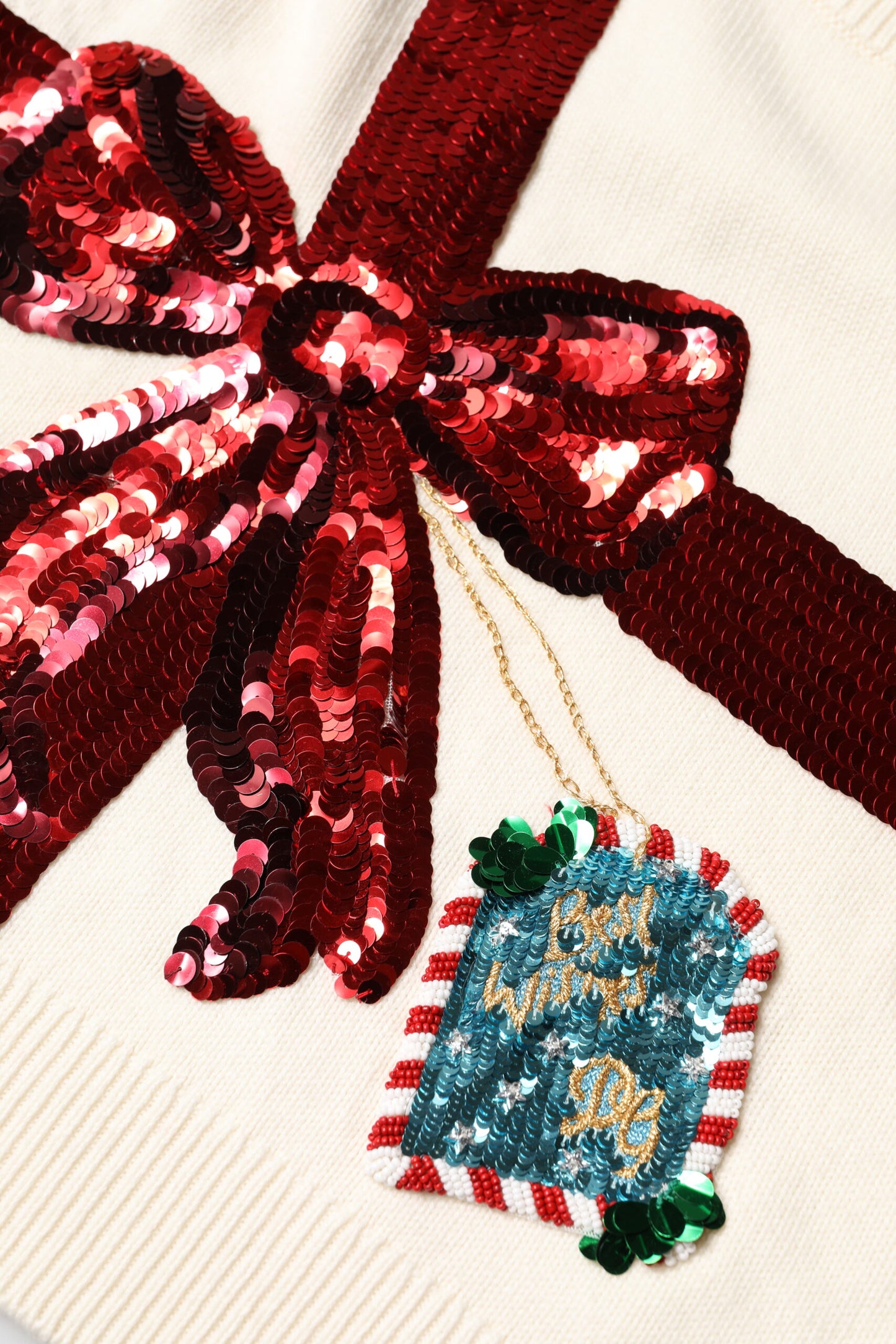 Dolce & Gabbana Maglione girocollo con paillettes bianche