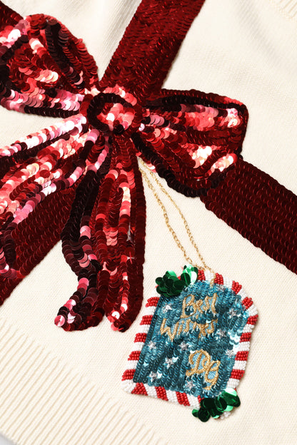 Dolce & Gabbana Maglione girocollo con paillettes bianche