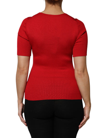 Dolce &amp; Gabbana Maglia girocollo rossa a maniche corte