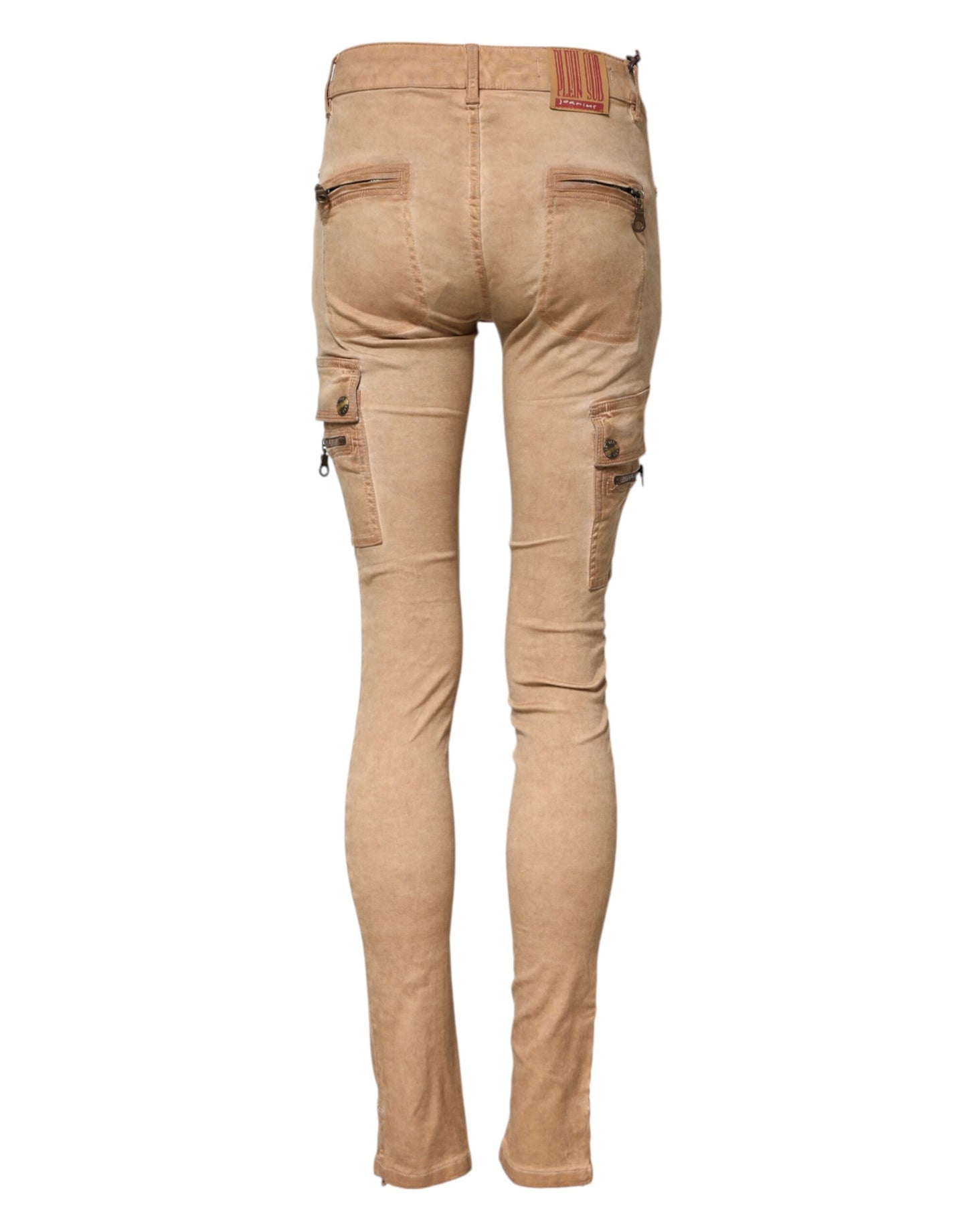 Jeans skinny in denim a vita media in cotone marrone PLEIN SUD
