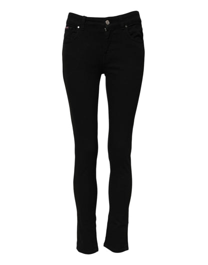 Jeans in denim a vita media in cotone skinny nero Dolce &amp; Gabbana