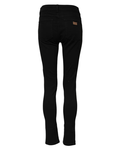 Jeans in denim a vita media in cotone skinny nero Dolce &amp; Gabbana