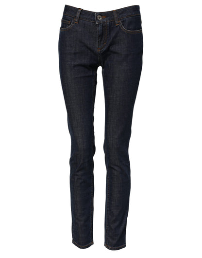 Jeans in denim blu a vita media in cotone skinny Dolce &amp; Gabbana