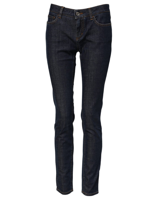Jeans in denim blu a vita media in cotone skinny Dolce &amp; Gabbana
