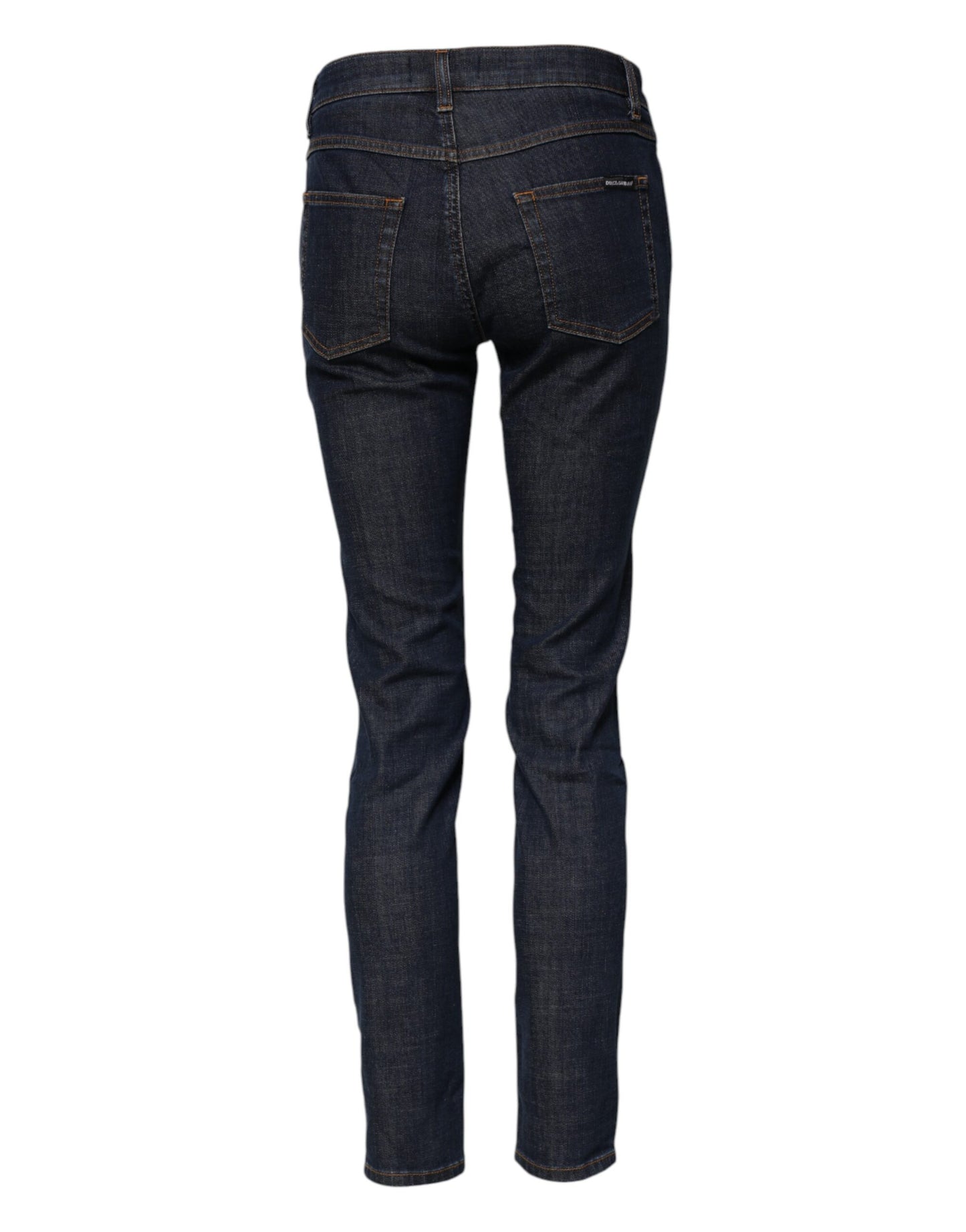 Jeans in denim blu a vita media in cotone skinny Dolce &amp; Gabbana