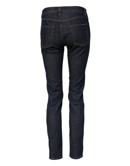 Jeans in denim blu a vita media in cotone skinny Dolce &amp; Gabbana