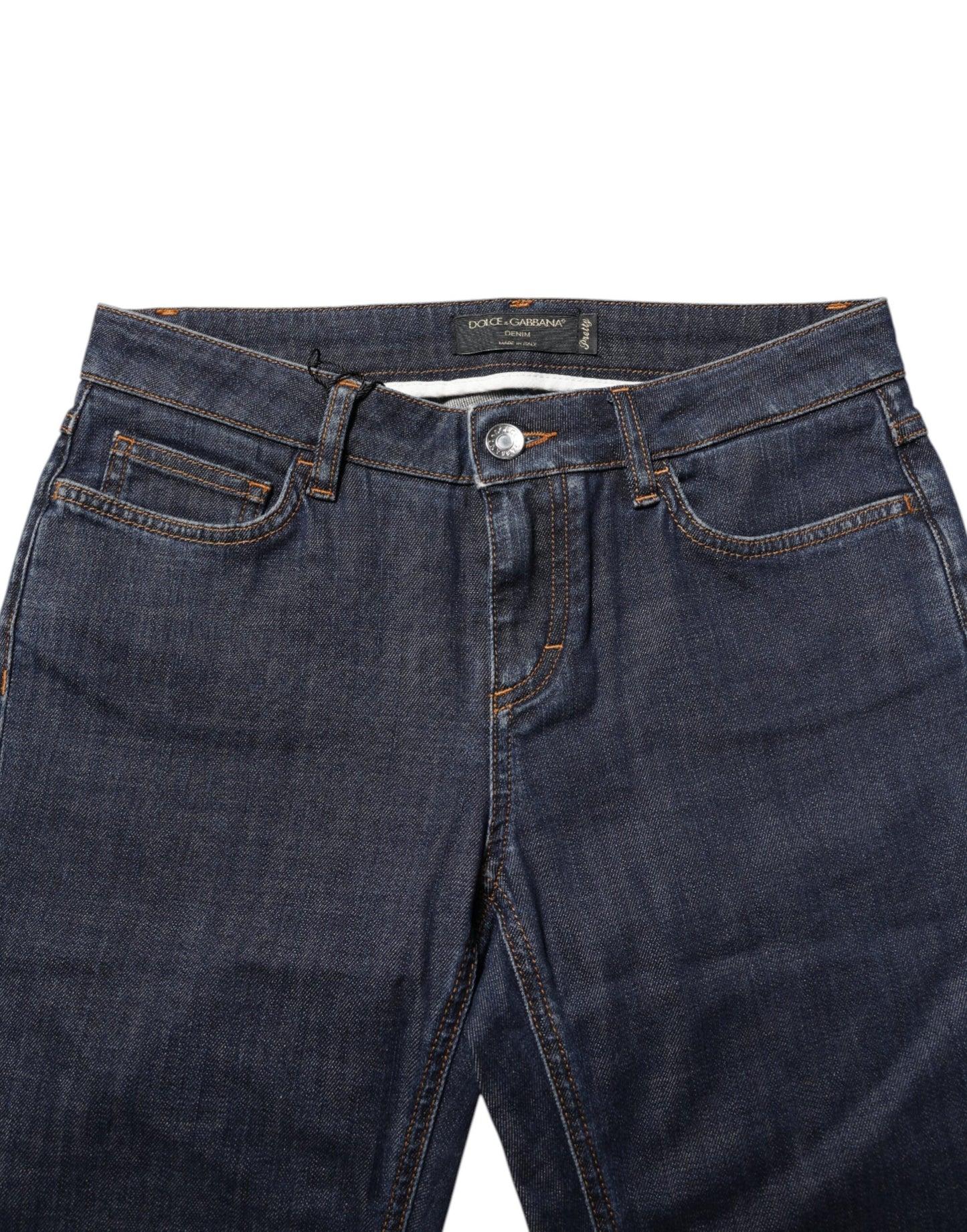 Jeans in denim blu a vita media in cotone skinny Dolce &amp; Gabbana