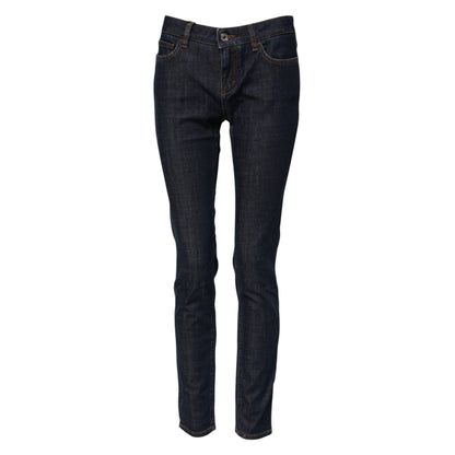 Jeans in denim blu a vita media in cotone skinny Dolce &amp; Gabbana
