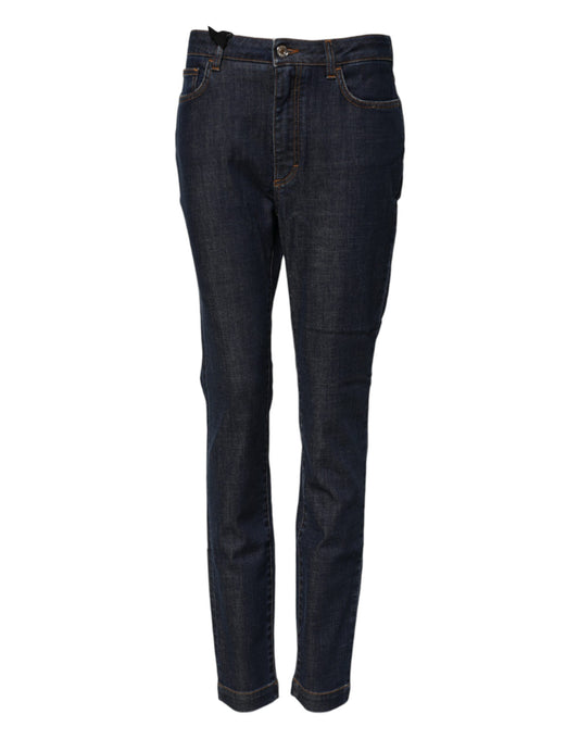 Jeans in denim a vita media Dolce &amp; Gabbana Blue Queen Patch AUDREY
