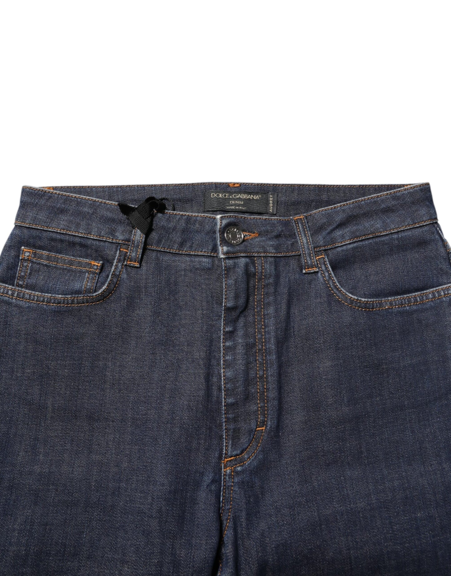 Jeans in denim a vita media Dolce &amp; Gabbana Blue Queen Patch AUDREY