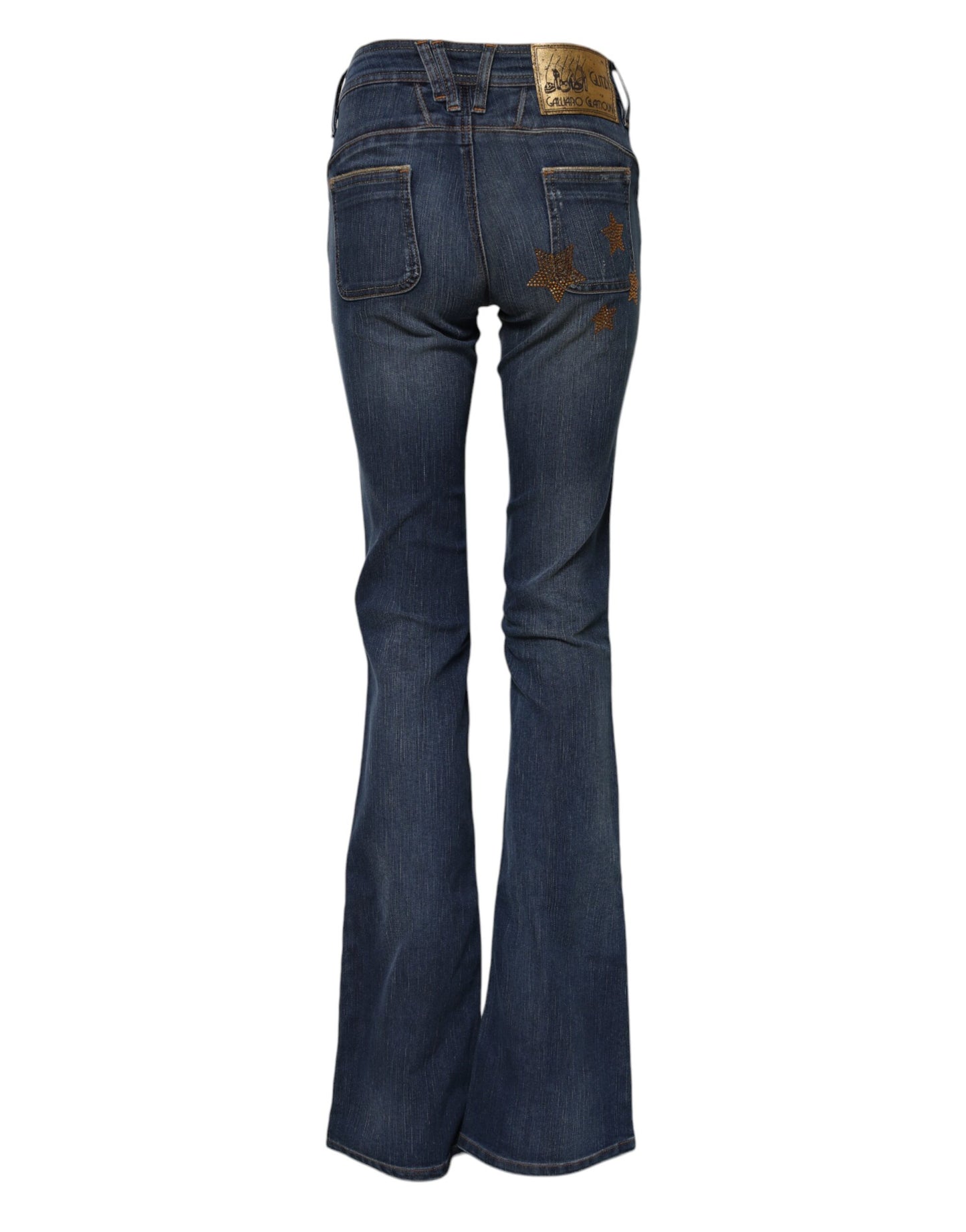 Jeans John Galliano in cotone blu a vita media e gamba larga
