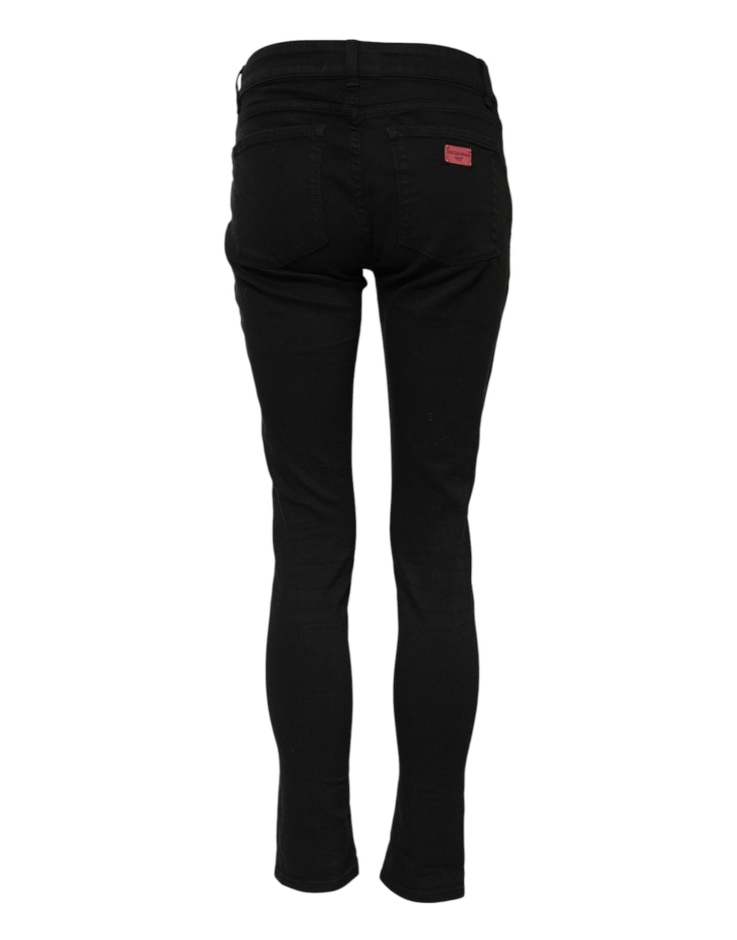 Jeans in denim a vita media in cotone skinny nero Dolce &amp; Gabbana