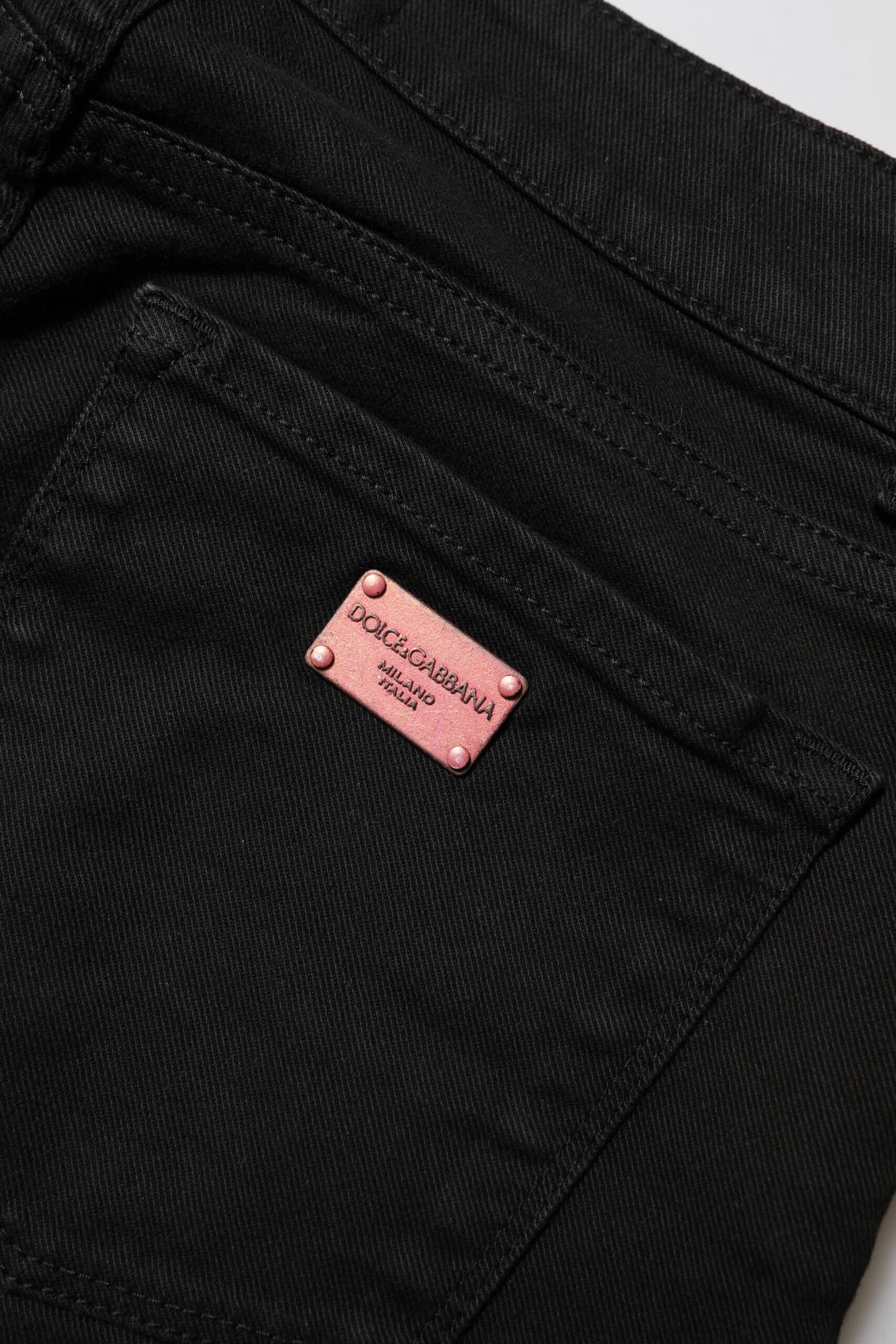 Jeans in denim a vita media in cotone skinny nero Dolce &amp; Gabbana