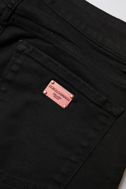 Jeans in denim a vita media in cotone skinny nero Dolce &amp; Gabbana