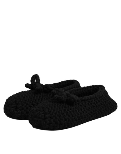Dolce &amp; Gabbana - Ballerine slip-on in lana nera