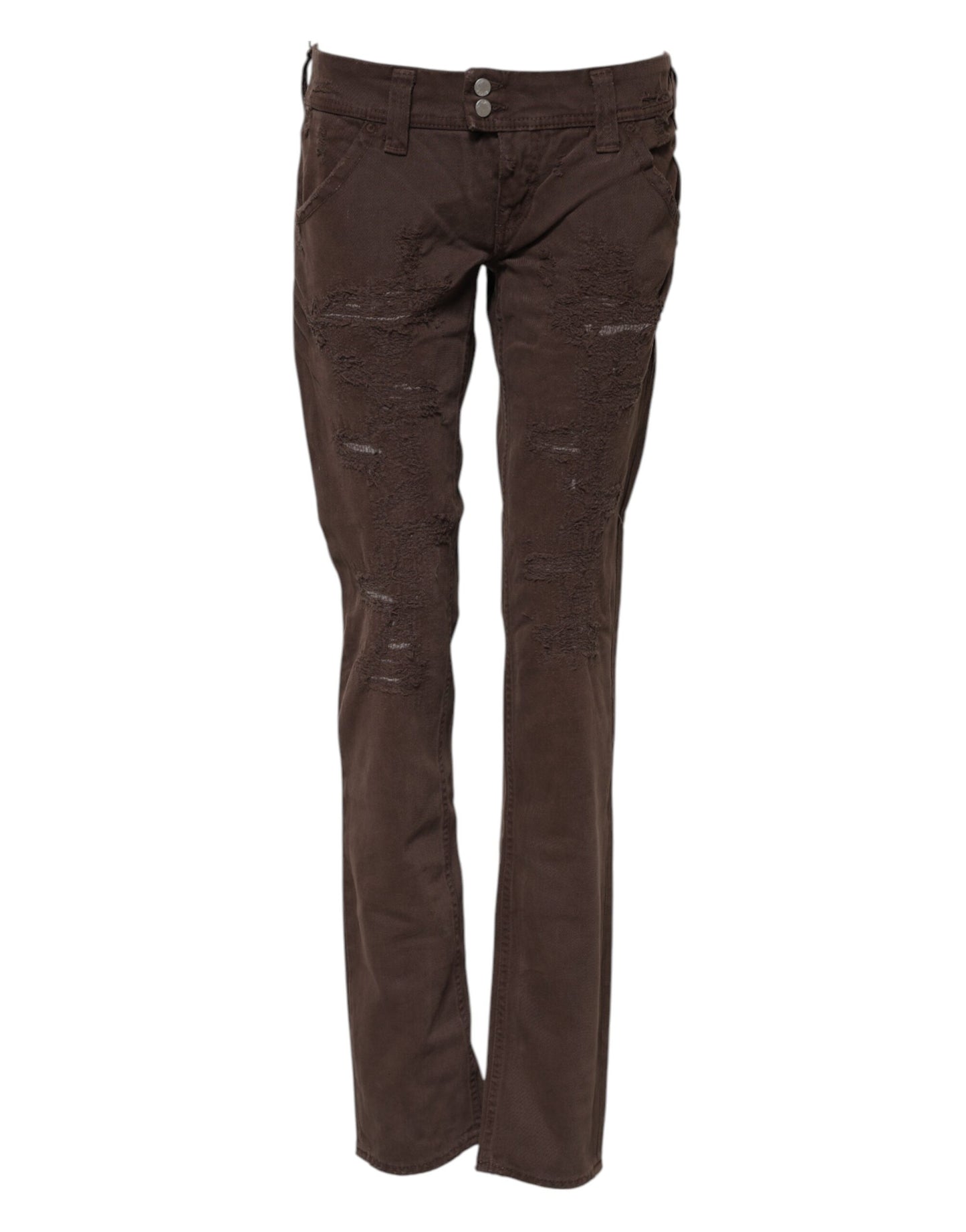 Jeans casual skinny a vita bassa in cotone marrone CYCLE