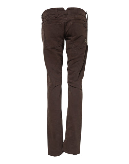 Jeans casual skinny a vita bassa in cotone marrone CYCLE