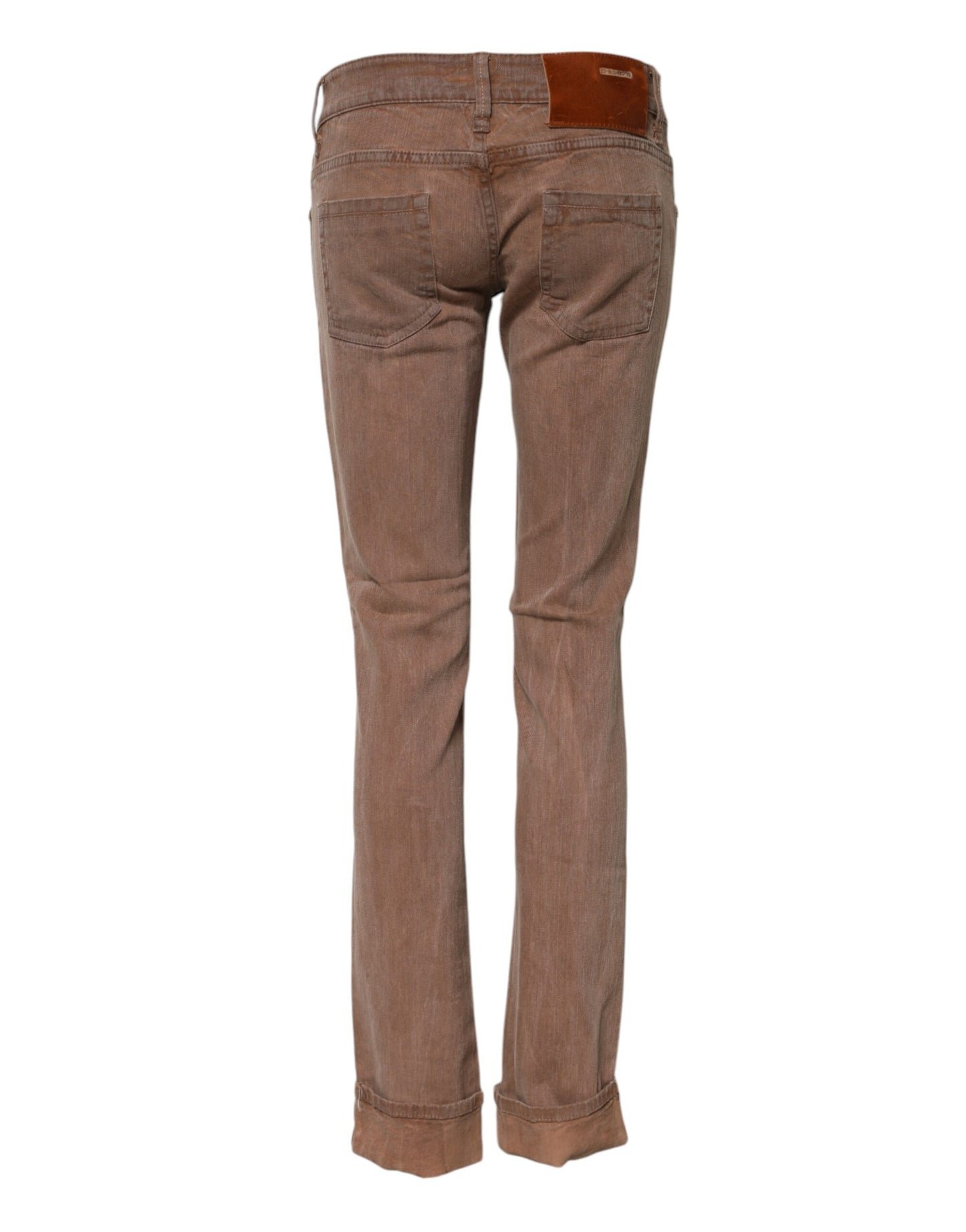 Jeans a vita bassa in denim slim fit in cotone marrone Acht