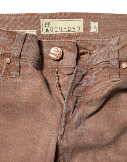 Jeans a vita bassa in denim slim fit in cotone marrone Acht
