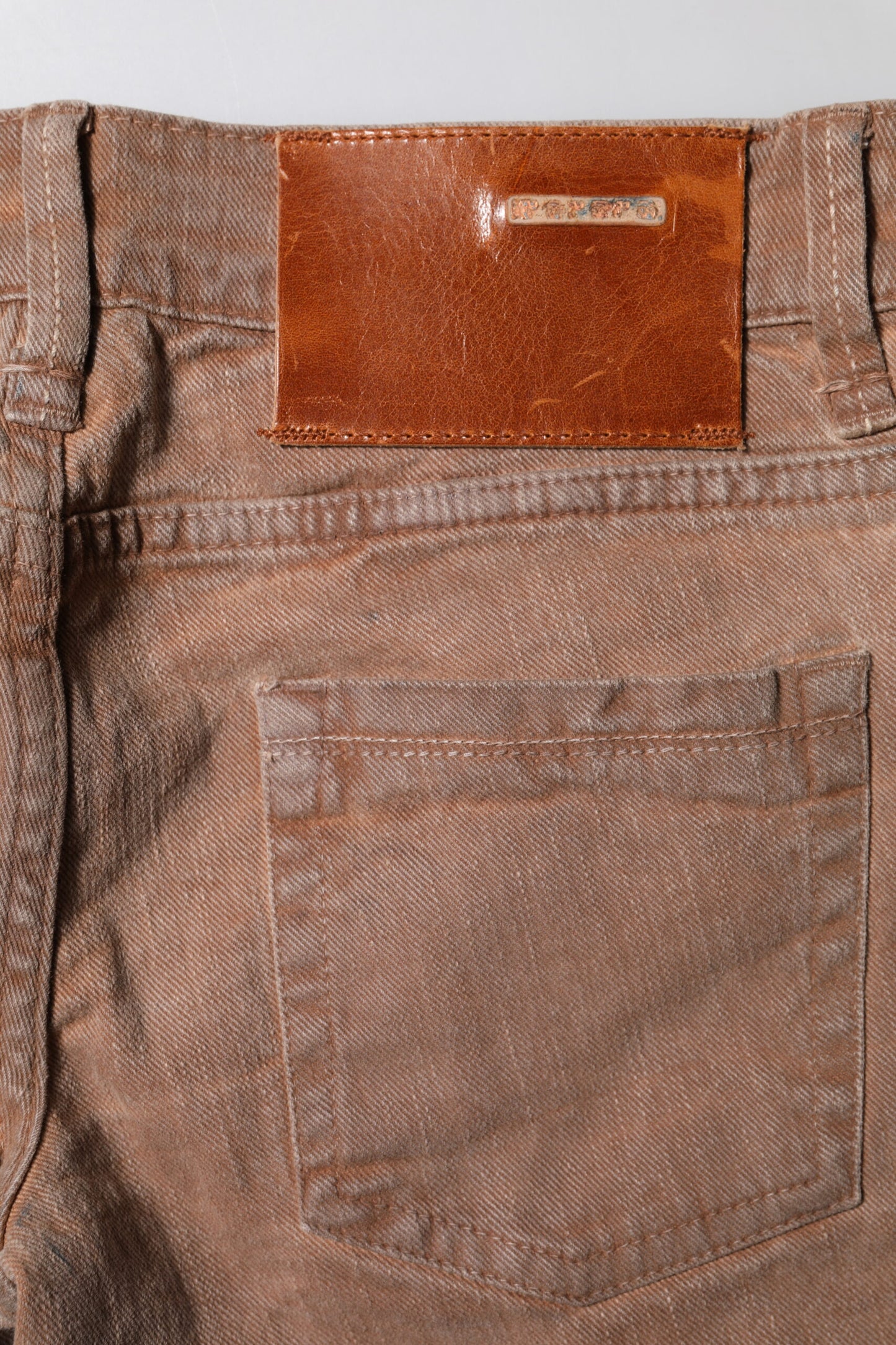 Jeans a vita bassa in denim slim fit in cotone marrone Acht
