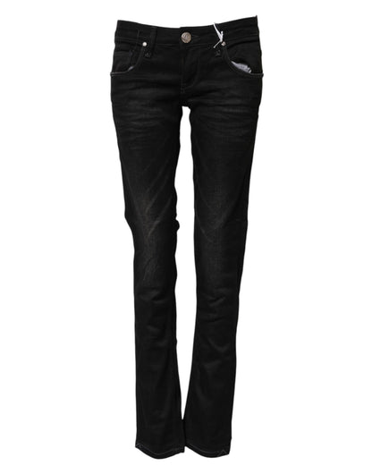 Jeans in denim a vita bassa slim fit in cotone nero Acht