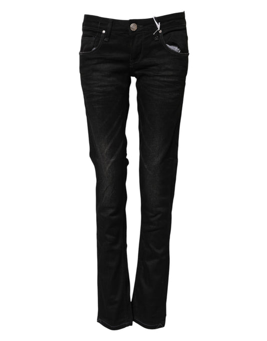 Jeans in denim a vita bassa slim fit in cotone nero Acht