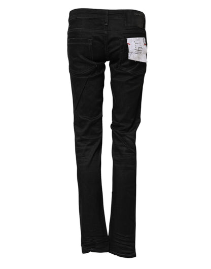 Jeans in denim a vita bassa slim fit in cotone nero Acht