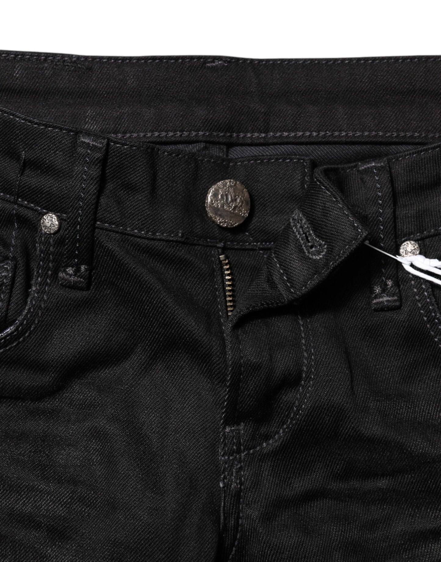 Jeans in denim a vita bassa slim fit in cotone nero Acht