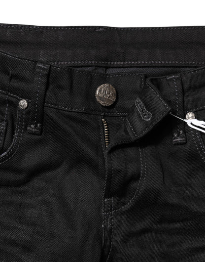 Jeans in denim a vita bassa slim fit in cotone nero Acht