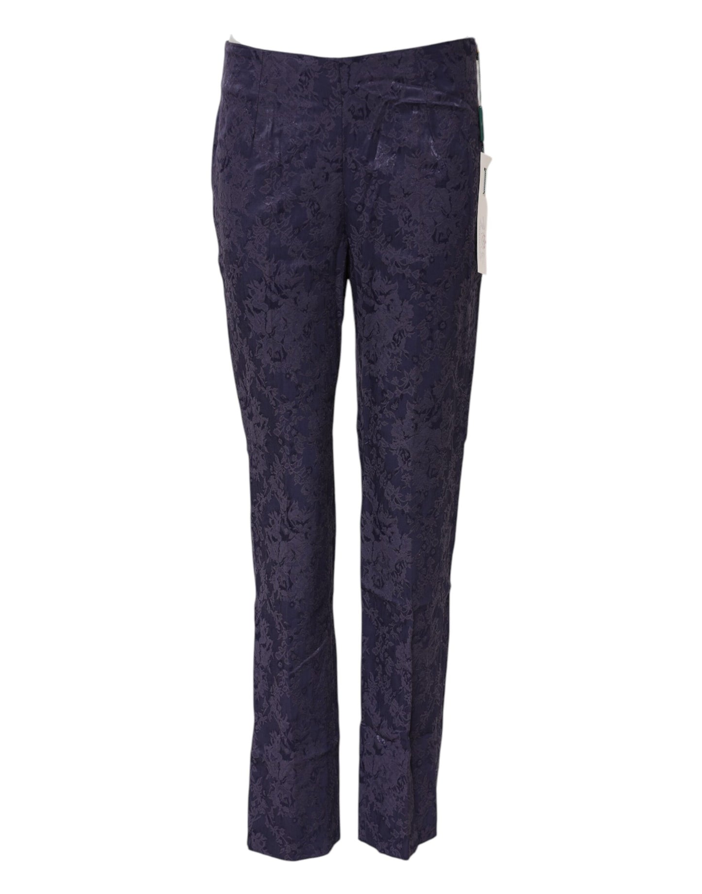Pantaloni a vita alta in jacquard viola BENCIVENGA