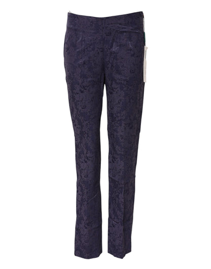 Pantaloni a vita alta in jacquard viola BENCIVENGA
