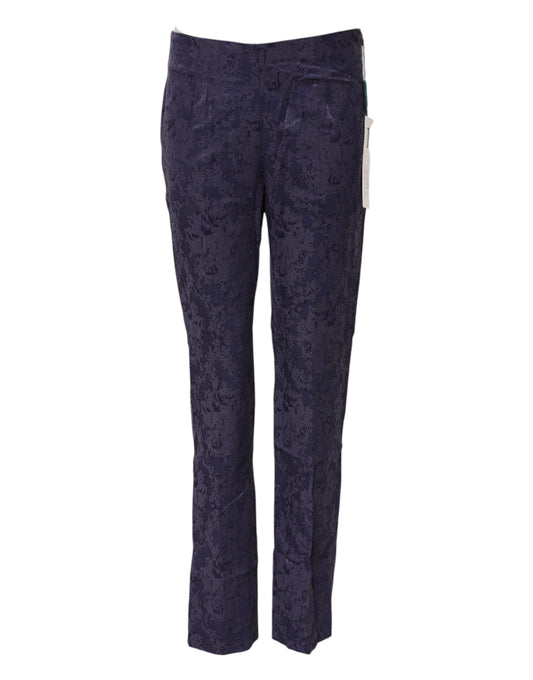 Pantaloni a vita alta in jacquard viola BENCIVENGA