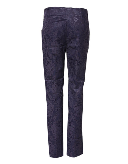 Pantaloni a vita alta in jacquard viola BENCIVENGA