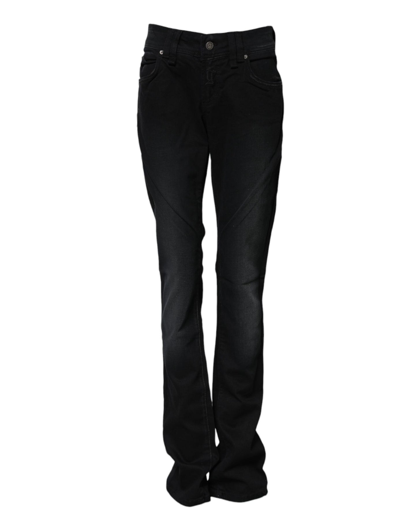Jeans affusolati a vita media in cotone nero John Galliano