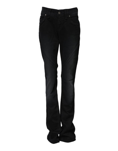 Jeans affusolati a vita media in cotone nero John Galliano